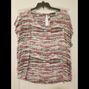 EUC SOIREE SS PLUS SIZE 3X PINK GRAY BLOUSE